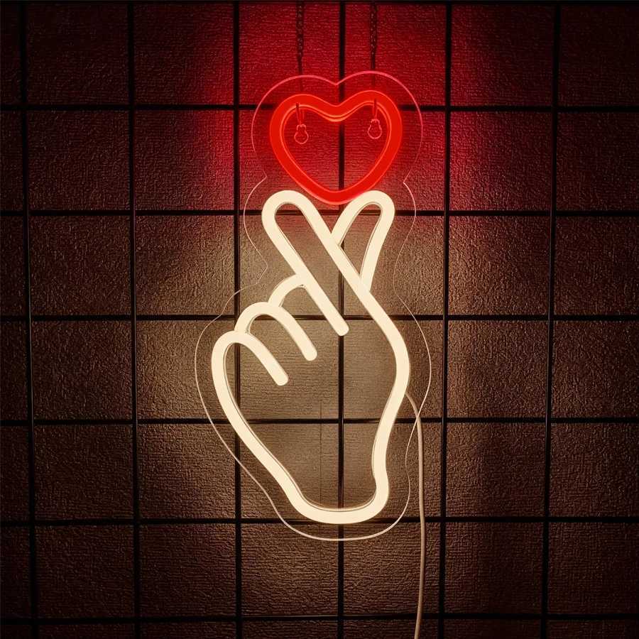 Finger Led Neon Sign Hand-Than-Love Icon Girls Dormitory Decor Bar Wedding Proposal Party Wall Lamp Christmas Gift H251201