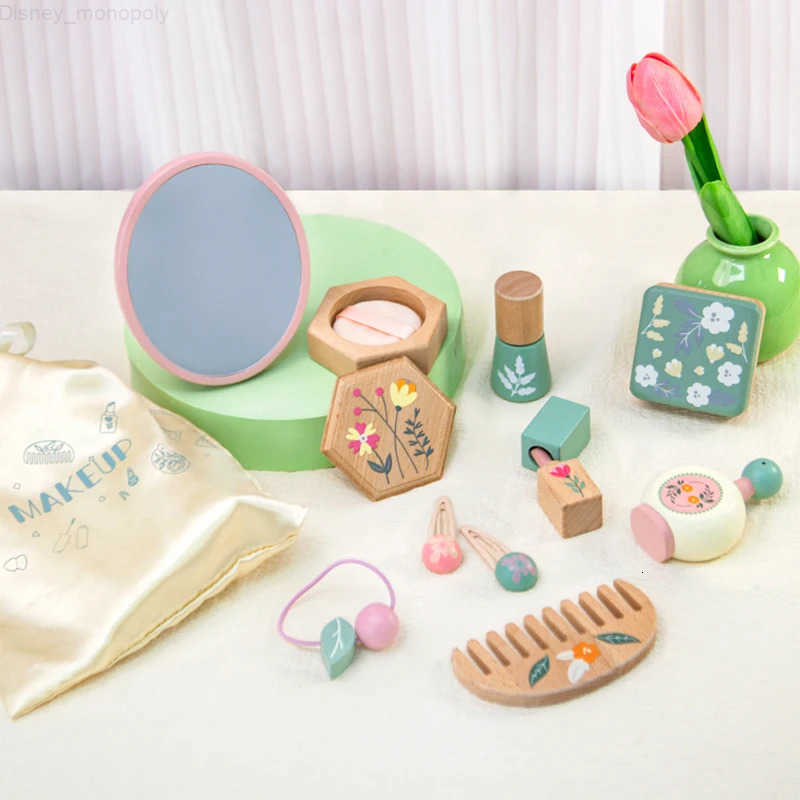 Disney Wooden Pretend Play Makeup Toys Simulation Makeup Set Girls MakeUp Dressing Table Cosmetics Toys Birthday Gifts For Children H251202