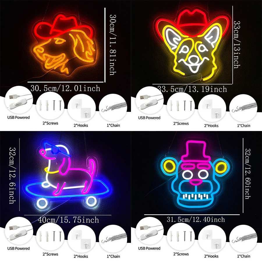 Neon Signs Of Hounds Cute Dog Led Signs With Cowboy Hats Used For Pet Shops Rooms Party Decor Birthday And Christmas Gifts H251201