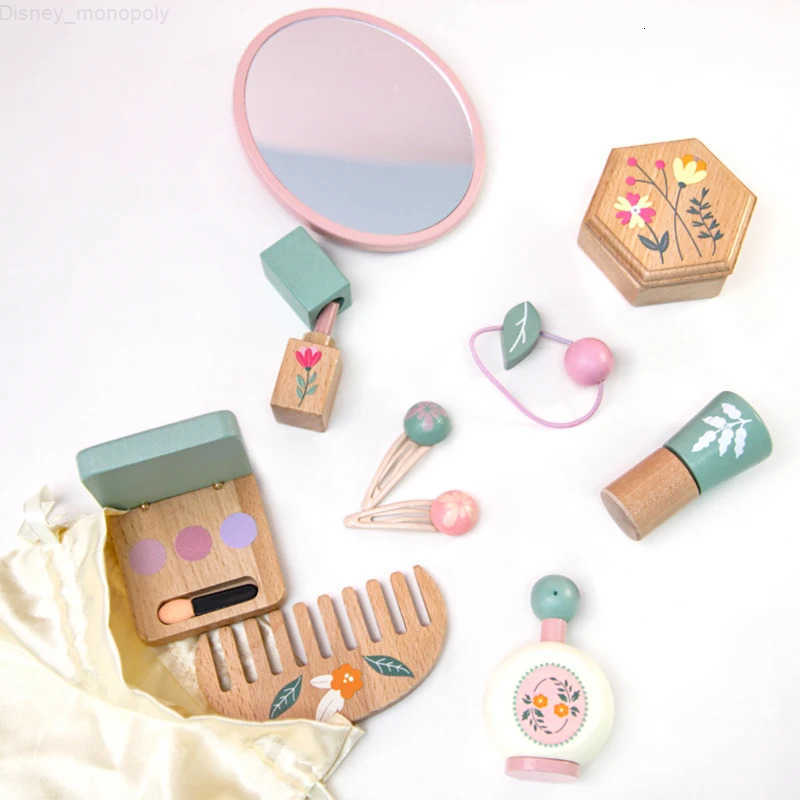 Disney Wooden Pretend Play Makeup Toys Simulation Makeup Set Girls MakeUp Dressing Table Cosmetics Toys Birthday Gifts For Children H251202