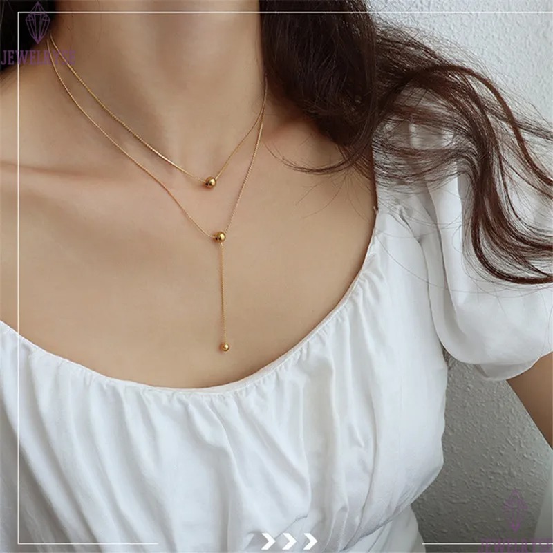 double chains stainless steel gold chain necklace designer for woman party home pendant necklaces school choker women jewelry travel birthday friend g