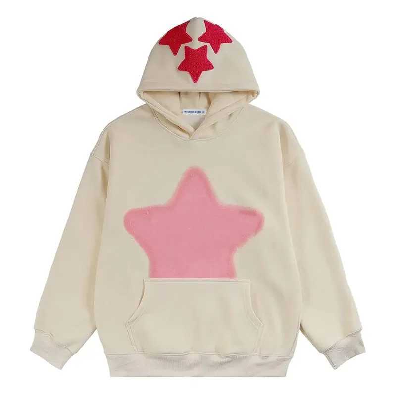 Vintage Embroidery Star Oversized Hoodie Y2K Celestial Star Streetwear Unisex Oversized Fleece Menswear Baggy Sweatshirts J251203
