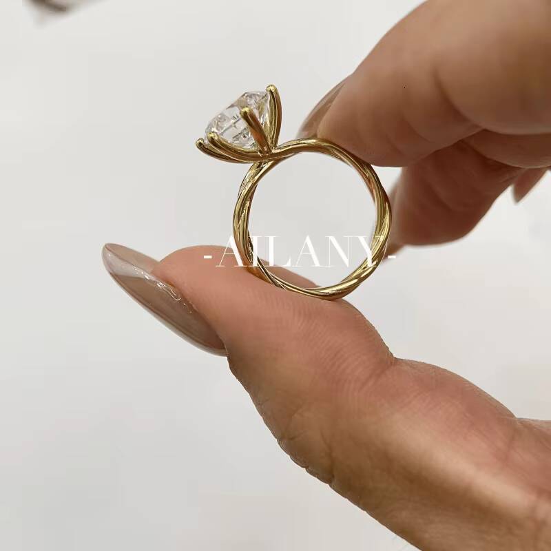 CVD/HPHT 1-10CT IGI Certified Laboratory-grown Diamond Round Brilliant Cut 9K/14K/18K Gold Vine Six-prong Diamond Ring