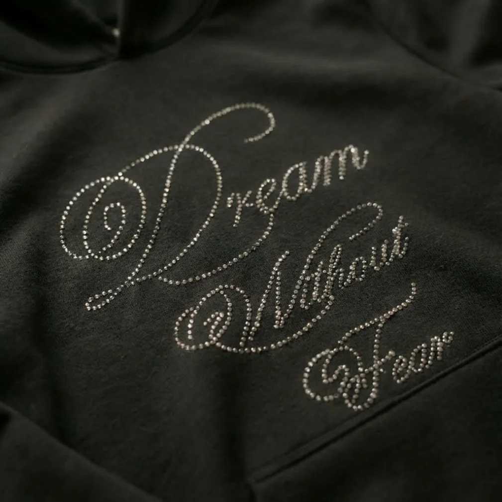 Y2K Streetwear Style Letter Rhinestone Hoodie Men Womens Black Loose Pullover Sweatshirt Retro Trendy Rhinestone Casual Hoodie J251203