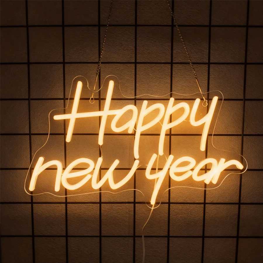 Happy New Year Neon Sign Led Letter Icon Used For Family Bedroom Spring Festival Party Christmas Decor Gifts For Friends H251201