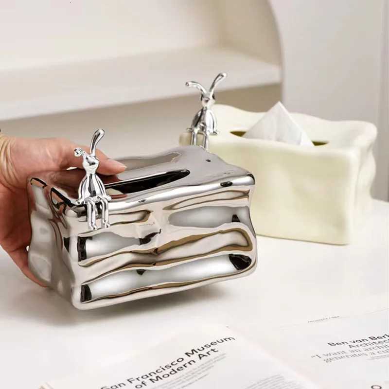 Irregar Tissue Box Ceramic Glacier Napkin Holder Tissue Case Korean Ro Decor Modern Ceramics Table Tissue Box Holder H251201