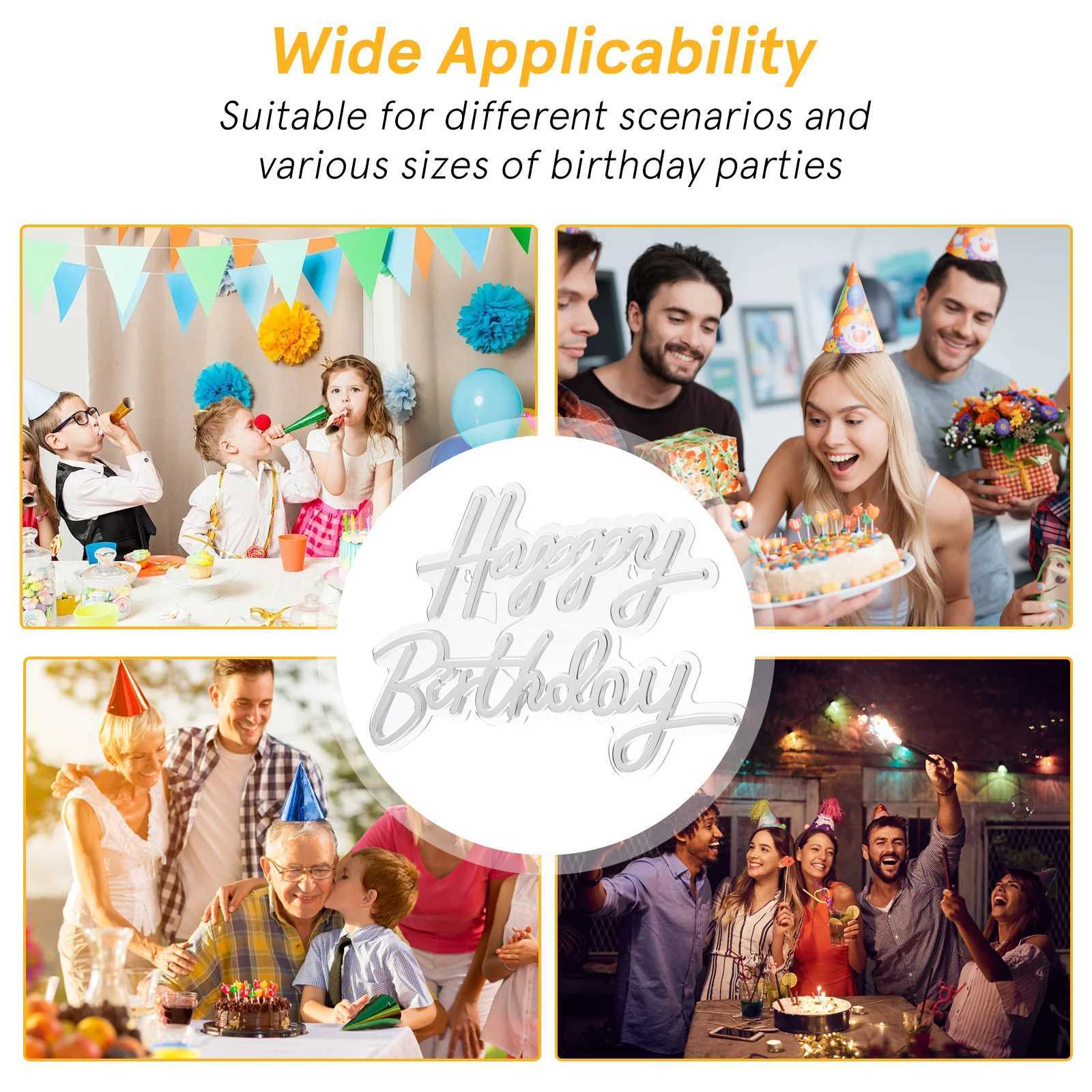 Happy Birthday Neon Sign LED USB Powered Warm LED Light Up Letters Neon Sign for Bedroom Party Wall Decoration H251201