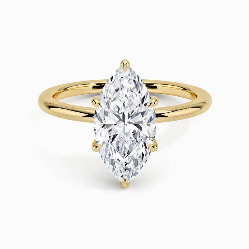 05ct 1ct 2ct Marquise Cut Solitaire Ring IGI Lab Growm Diamond 14K Solid Gold 6 Prong Setting Rings with Lab CVD HPHT Diamond