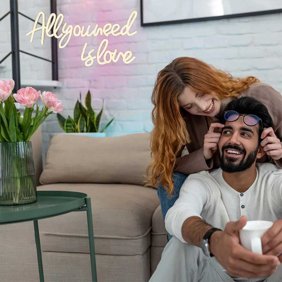 All You Need Is Love Neon Sign Warm White Led Letter Icon Usb Powered Used For Room Proposal Party Wedding Background Decor H251201