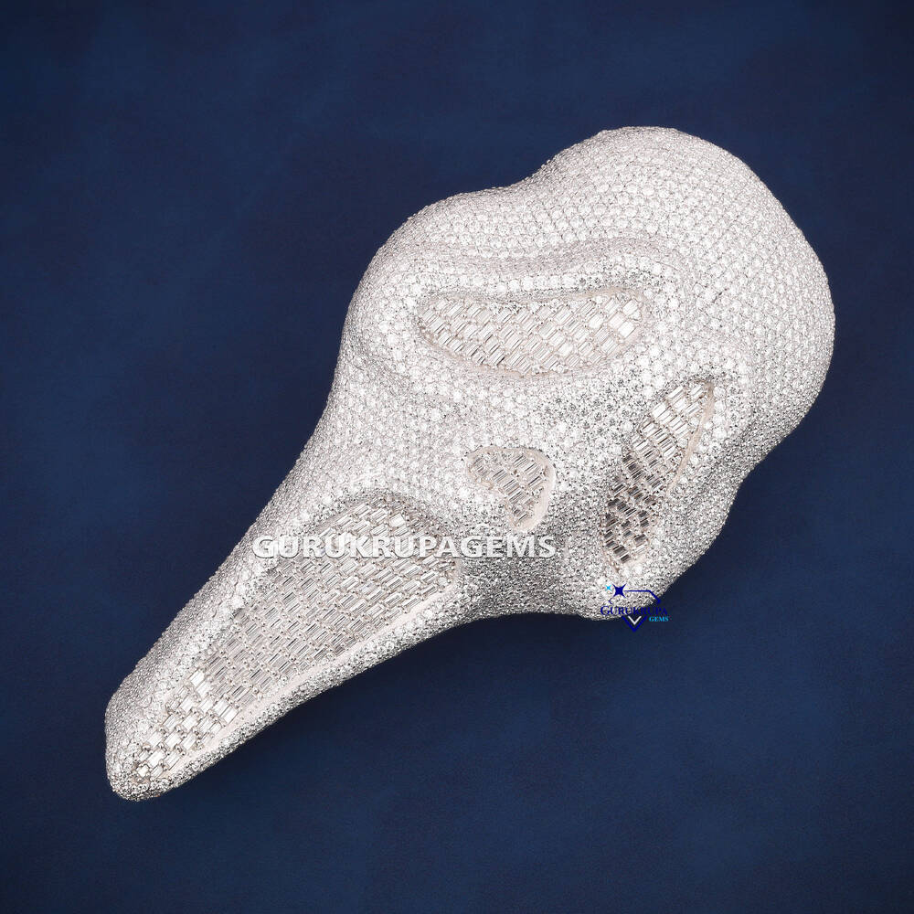 925 Silver Moissanite Iced Out Scream Mask Pendant Hip Hop Bling Baguette Ghost Face Charm Necklace for Men Jewelry