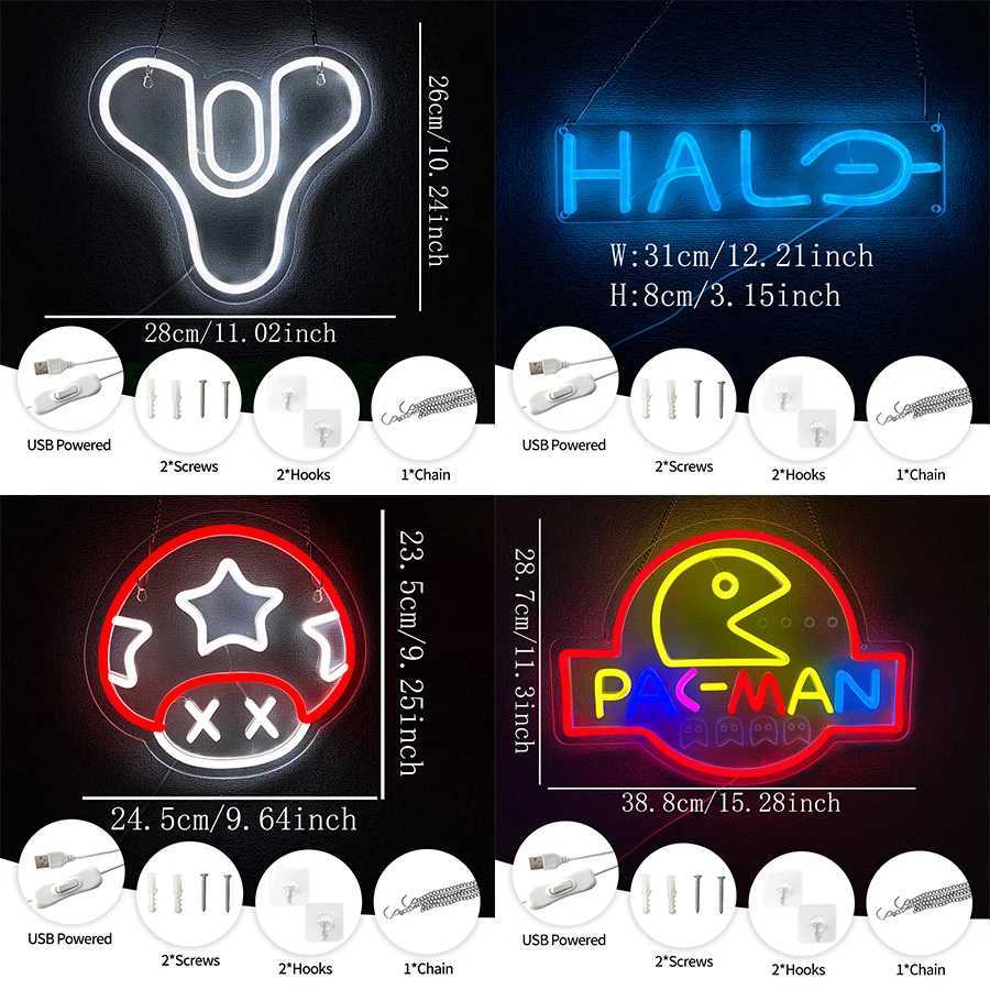 Neon Sign Of Game Series Used For Wall Lighting Decor Usb Powered Bedroom Bar Club Game Room Man Cave Art Wall Lamp H251201