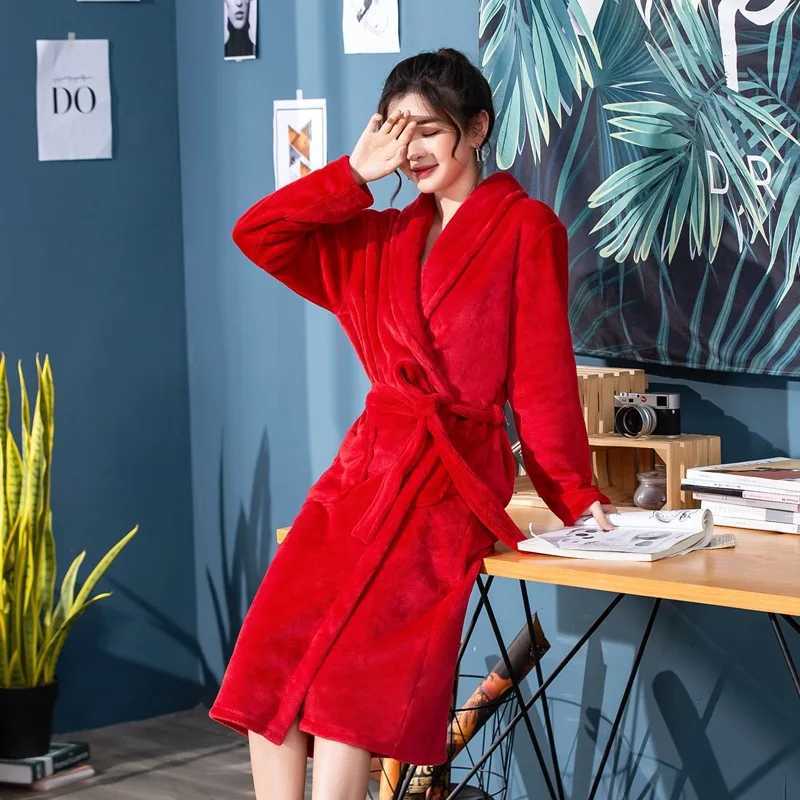 Autumn Winter Thick Warm Flannel Robe Male Long Coral Fleece Bathrobe Man Warm Sleepwear Spa Hotel Homewear Peignoir Homme C251202