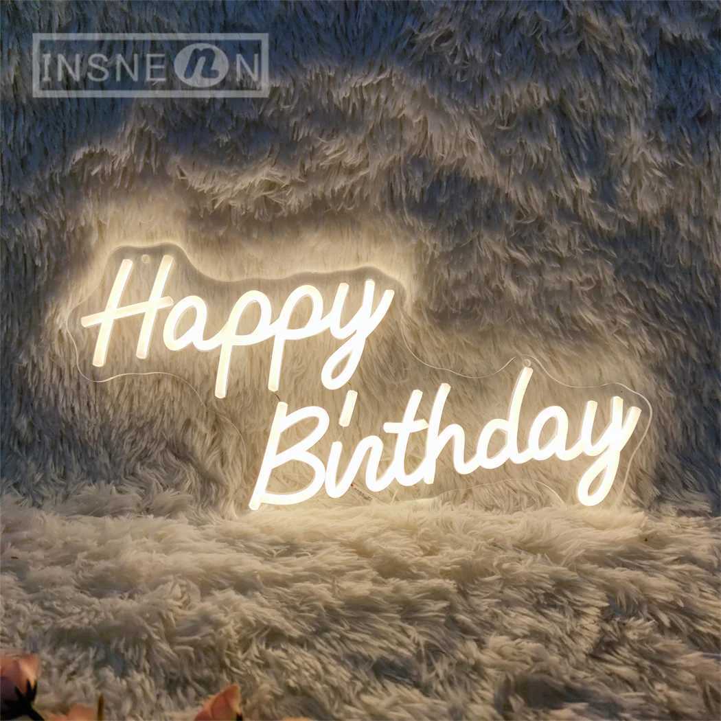 Happy Birthday Neon Sign LED Birthday Party Wall Decor Room Decor LED Light Signs Neon Lights Home Decoration Lamp USB-powered H251201