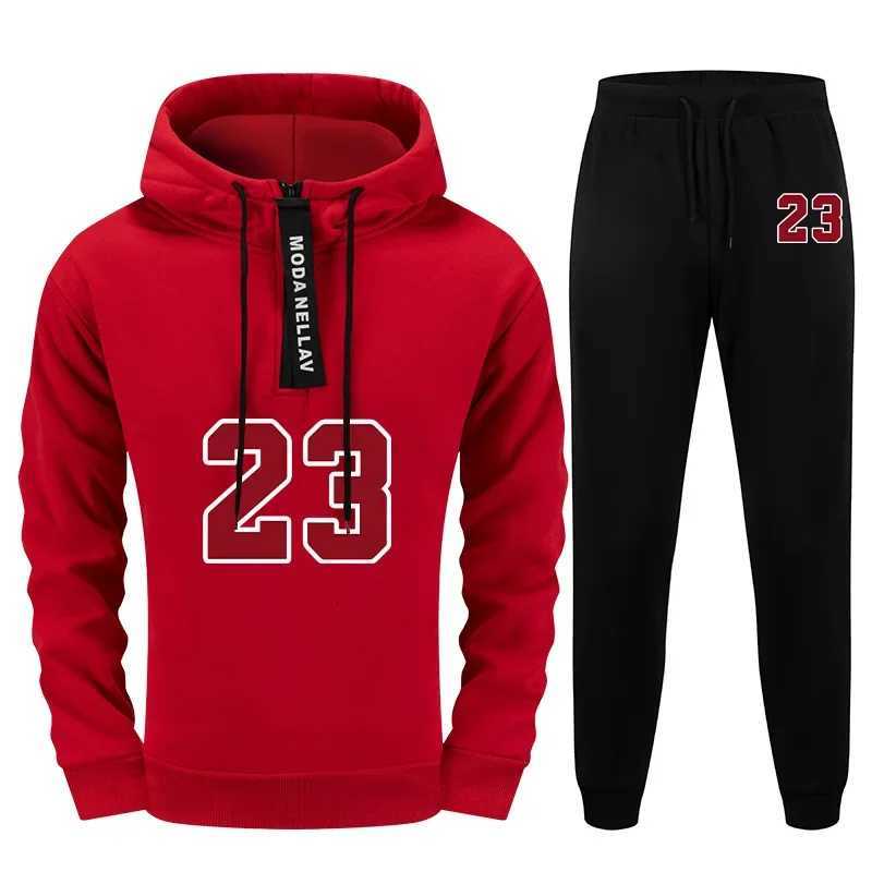 Autumn Winter Casual Sporty Jogging Suit Mens Urban Fashion Set 2025 New 2 Piece Tracksuit Half Zip Hoodie Sweatpants Streetwear W251202