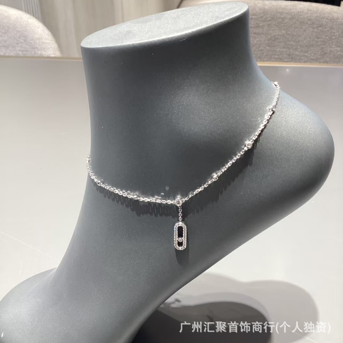 Designer Messikass Messi Spring Summer New Smart Tassel Single Diamond Sliding Anklet Summer Fashion Ankle Luxury Inlaid Full Diamond Foot Jewelry Chain