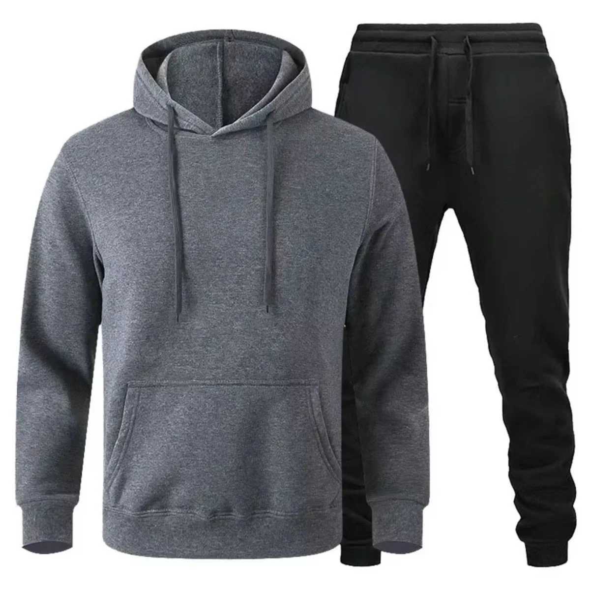 2025 Autumn/Winter Cotton Mens Jogging Fitness Sportswear Set Fashionable Long-sleeved Sweatshirt Casual Pants 2-piece Set W251202