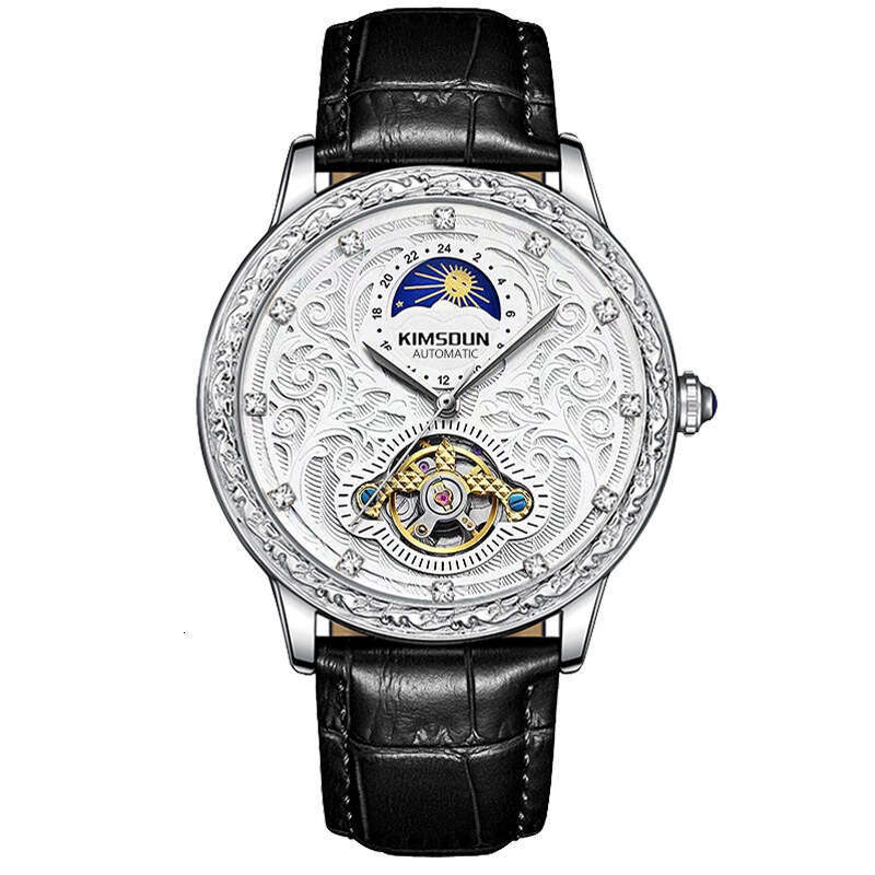 Men's Automatic Mechanical Watch with Self-Winding Movement & Exhibition Back Prestigious High-End Business Timepiece