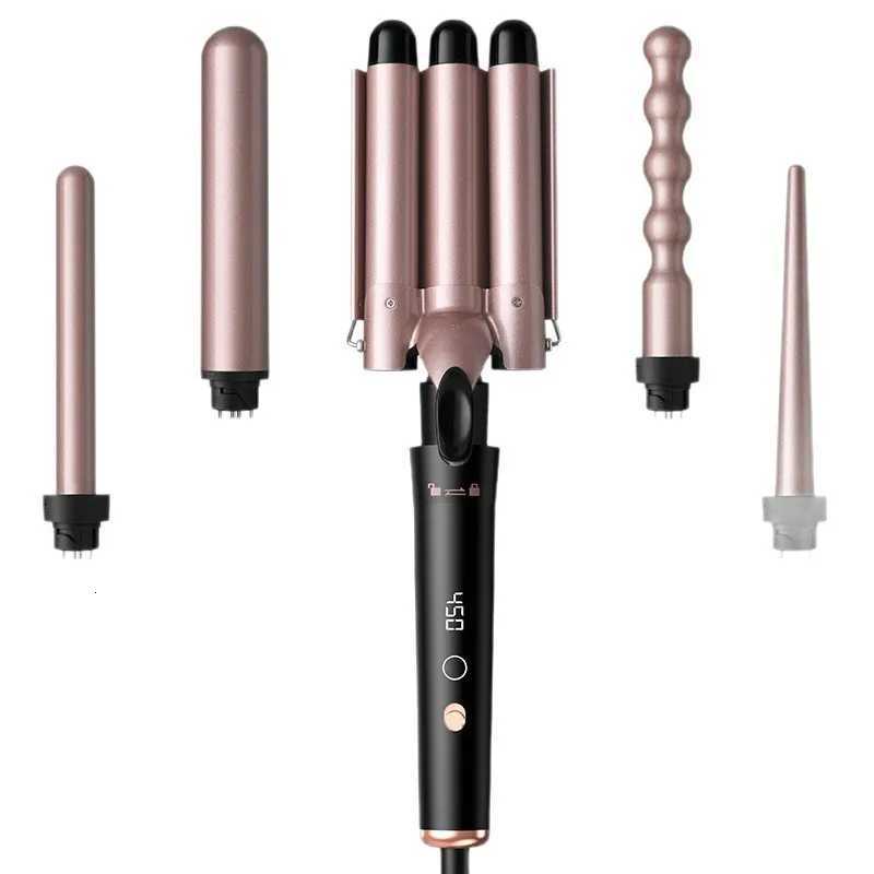 HOT-SCurling Iron Set 5-In-1 Mtifunctional With LCD Display Interchangeable Titanium Coated Barrels 110-220V EU Plug C251202