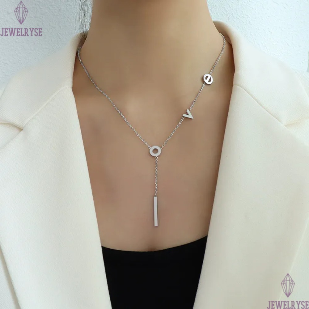 new love lettres sweater silver chain designer necklace for woman party home stainless steel pendant long rose gold necklaces daily outfit jewelry bir