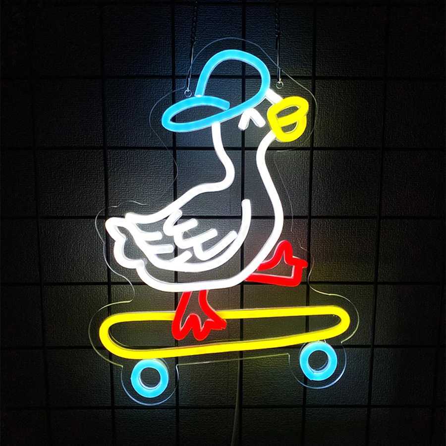 Animal Led Neon Sign Yellow Duck Icon Handmade Usb Powered Used For Room Club Bar Party Office Decor Easy To Hang H251201