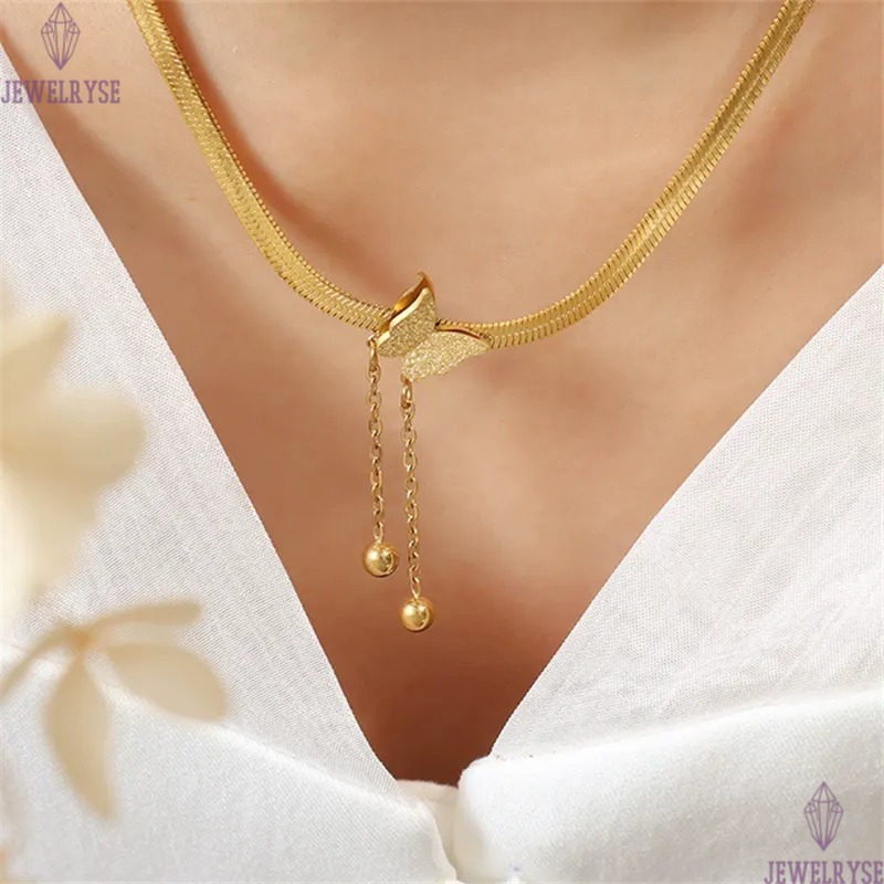 top 18k gold butterfly stainless steel designer necklace for woman party home pendant luxury necklaces school silver choker women jewelry travel birth