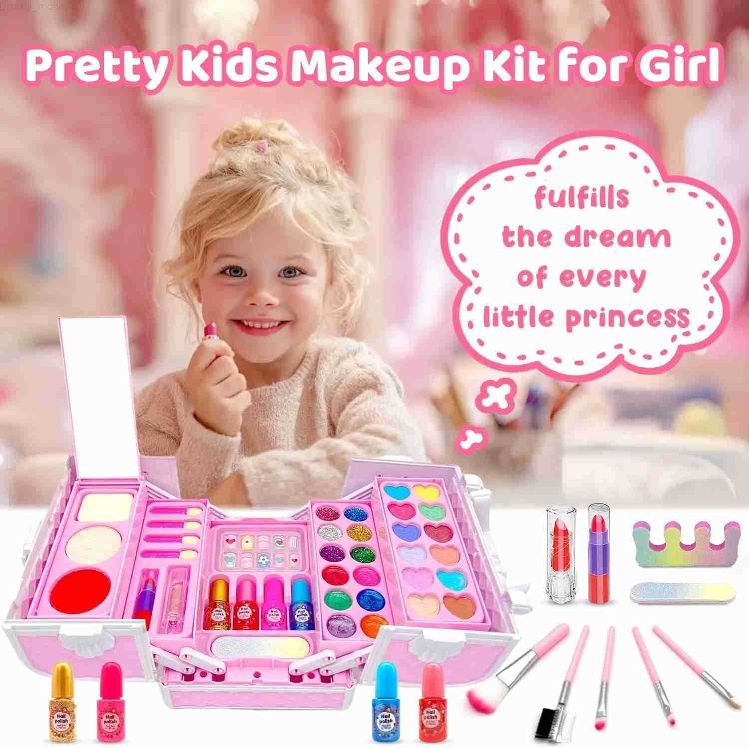 Disney Kids Makeup Kit for Girl - Kids Makeup Kit Toys for Girls Play Real Makeup Girls Toys Washable Make Up for Little Girls H251202