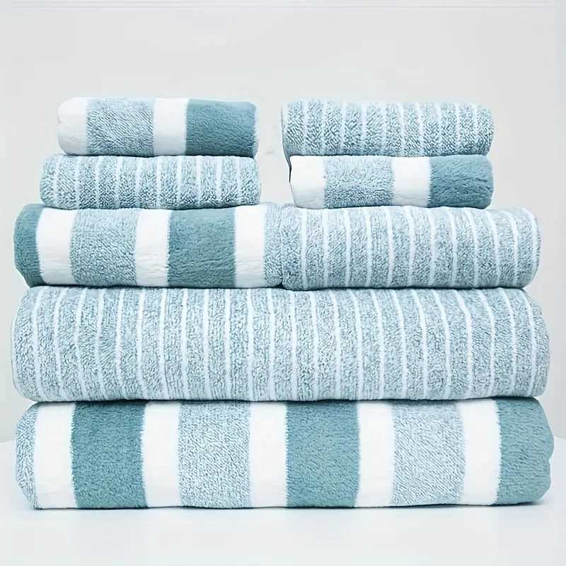 Towel 8-piece set of soft coral velvet towels suitable for bathroom travel and school use Y251202