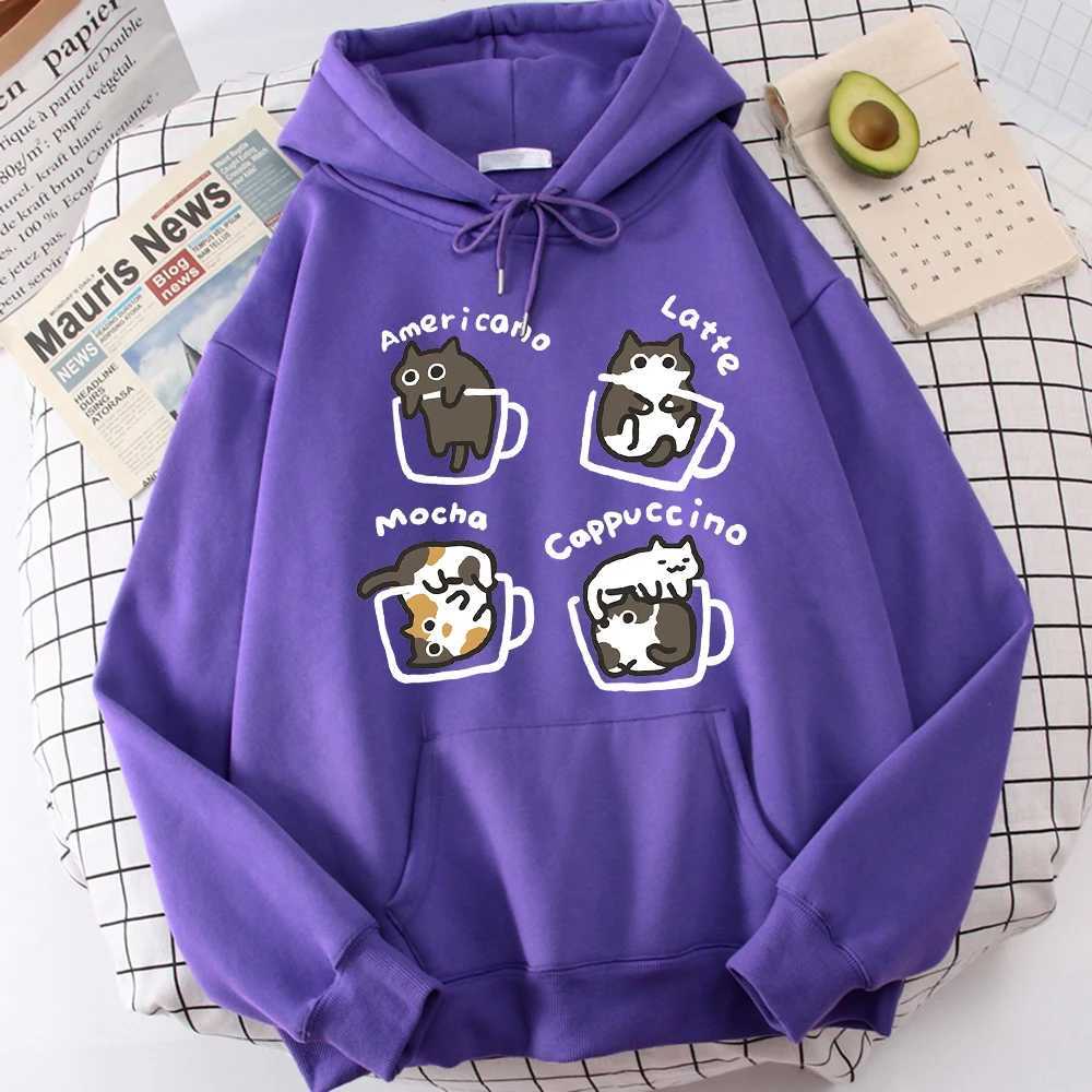 Five Little Cats Playing In The Cup Hoodies Male Street Harajuku Sweatshirt Holiday Daily Hoody Fashion Popular Clothing J251203
