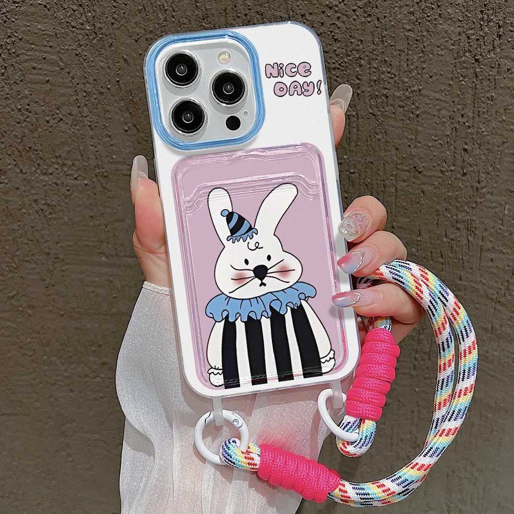 Cute Rabbit Wallet Card Phone Case for iPhone 15 Case iPhone 13 16 11 12 14 Pro Max XR X XS Max 7 8 15 Plus SE Soft Bumper Cover J251202