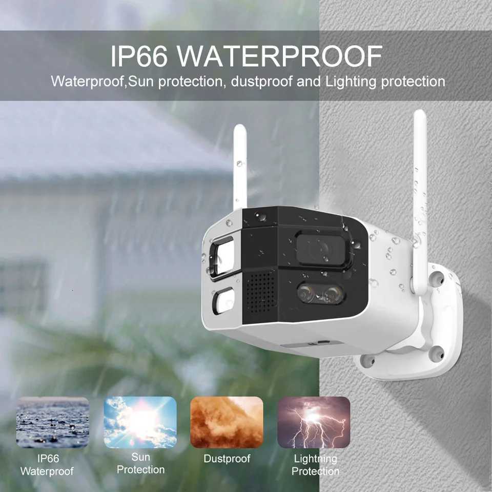 Tuya Smart 8MP Dual-Lens Large wide 180Security Outdoor WiFi Camera With Color Night Vision Siren 2-Way Talk Waterproof IP Cam C251202