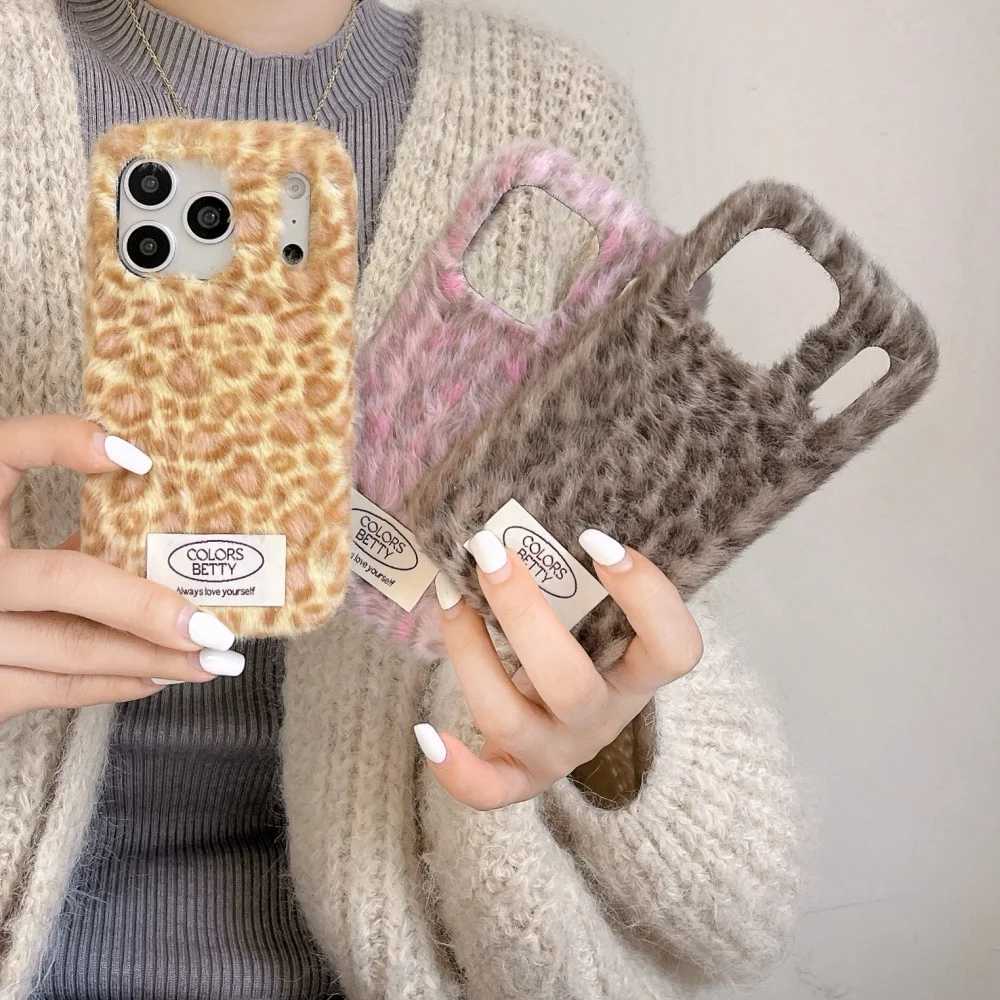 17 ProMax Fashion Leopard Print Plush Phone Case for iPhone 13 14 15 16 Pro Max 17 Pro INS Winter Embroidered Shockproof Cover J251202