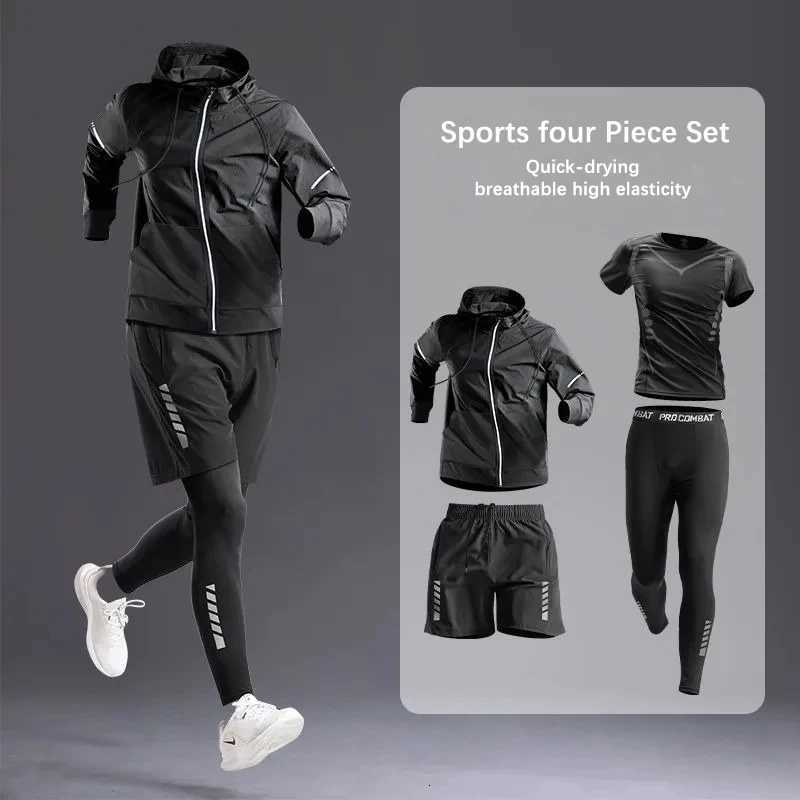 Mens All-Season Sportswear Set 3-5 Pcs Fitness Running Cycling Gym Elastic Tracksuit Clothing Jogging Boxing Hiking Sportswear W251202