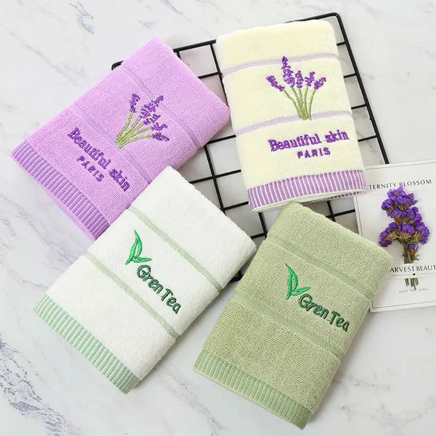 Embroidery Lavender Green Tea Towel Set Stripe Beauty Face Towel Large Bath Towel Home Hotel For Adults Kids Serviette De Bain Y251202