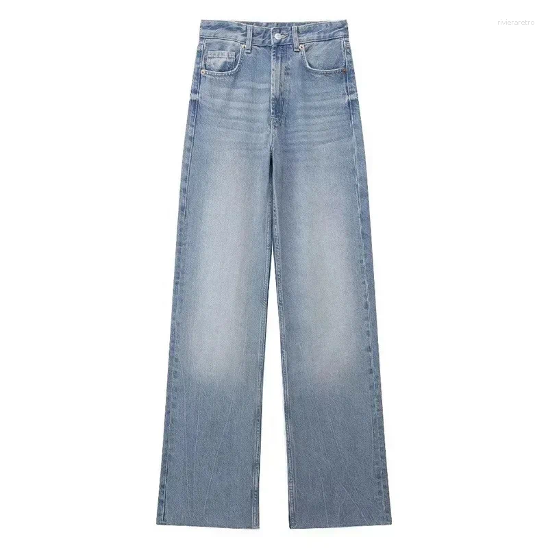 Women's Jeans Denim Pants For Women High Waist Wide Leg Fashionable Versatile Classic With Worn Decoration Origin China Z260313