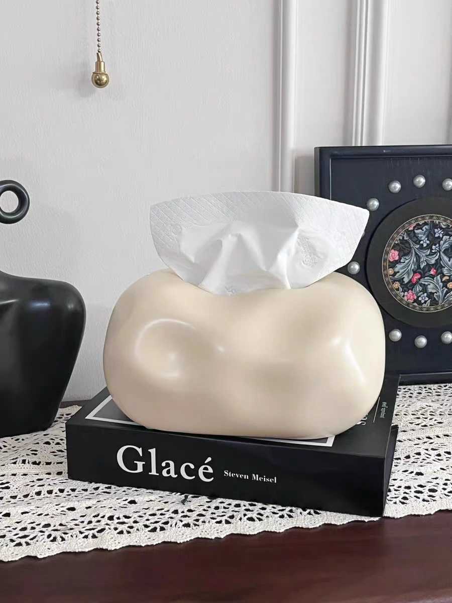 Creative Ceramics Corner Tissue Box Coffee Table Desk Decoration Minimalism Ceramic Tissue Box Bedside Table Paper Towel Case H251201