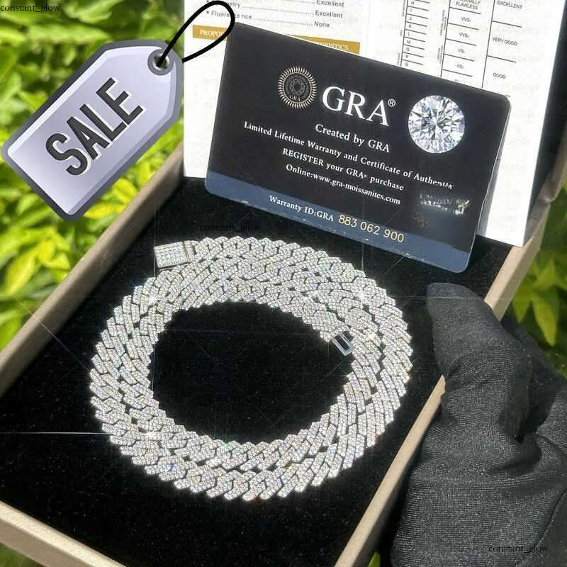 Miami Moissanite Cuban Link Pass Dimond Tester 12Mm Wide Micro Paved 2 Row Diamond Iced Out Chain Necklace Rapper Hip Hop Gold Jewelry Chains For Men 