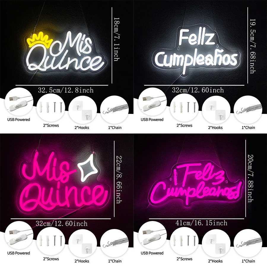 Birthday Series Neon Signs Hand-Made Led Letter Icons Usb Powered Used For Room And Birthday Party Art Decor Easy To Hang H251201