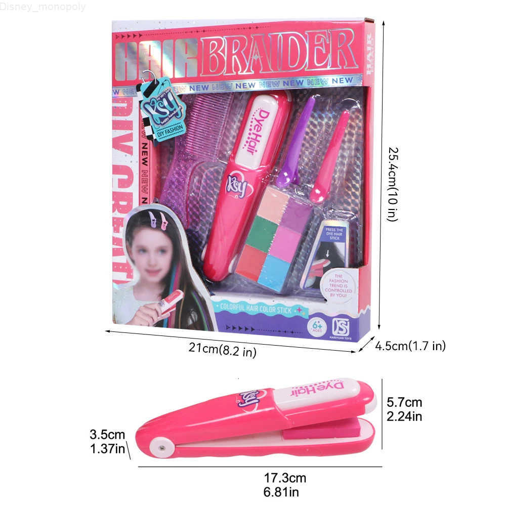 Disney Childrens Simulated Hair Dyeing Stick Set DIY Hair and Makeup Tools Girls House Hair Accessories and Makeup Toy Gifts H251202