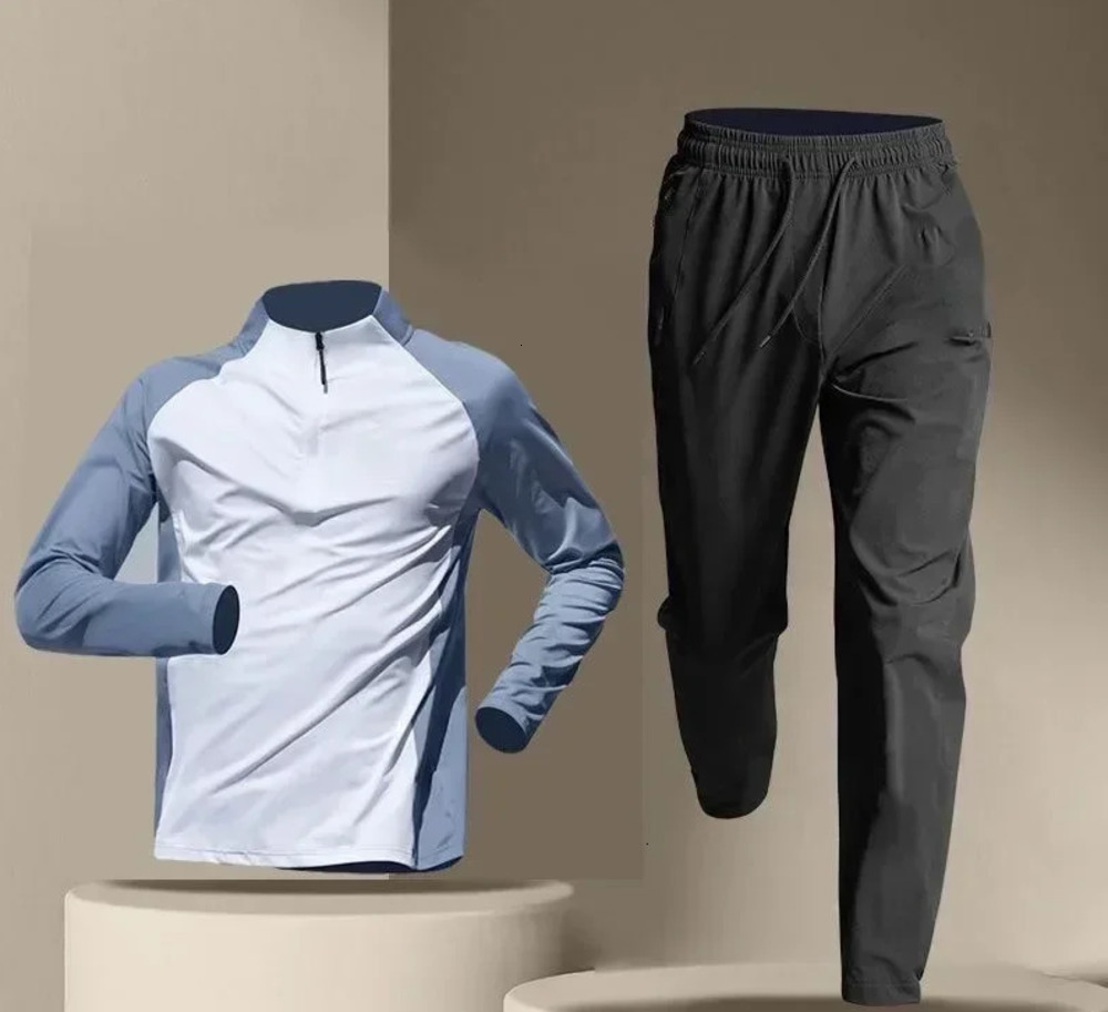 Mens Short Sports Training Sets Fitness Clothes Ice Silk Quick Drying Tshirt Suit Running Sportswear Shorts Tracksuit Gym 241108