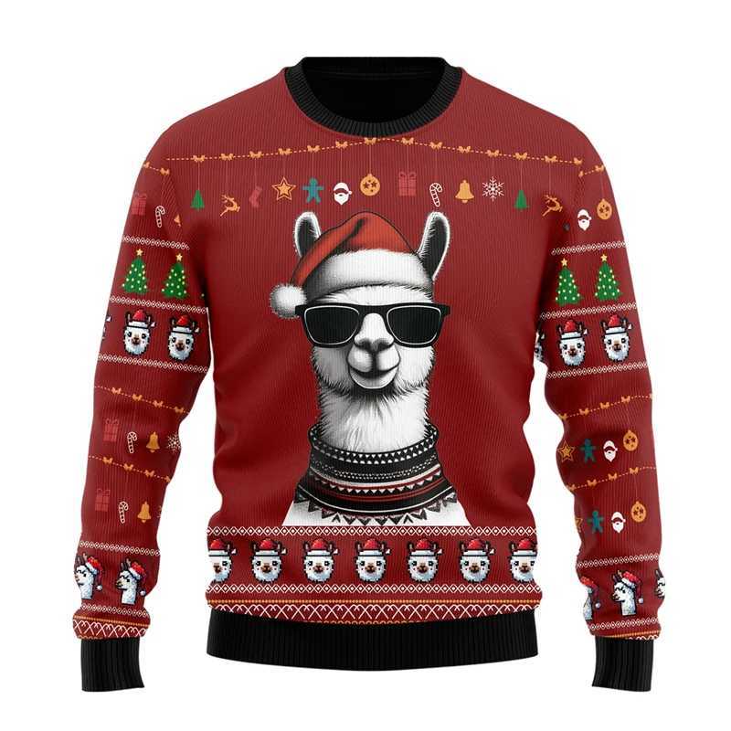 Kawaii Llama Ugly Christmas Sweater For Women Cute Alpaca Girls Tracksuit Holiday Sweatshirts Casual Unisex Sweaters Pullovers J251203