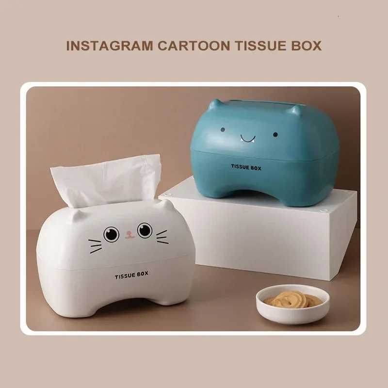 4 Color Cute Cartoon Tissue Boxs Nordic Roll Paper Storage Box Thicke Plastic Tissue Box Container Towel Napkin Tissue Holder H251201