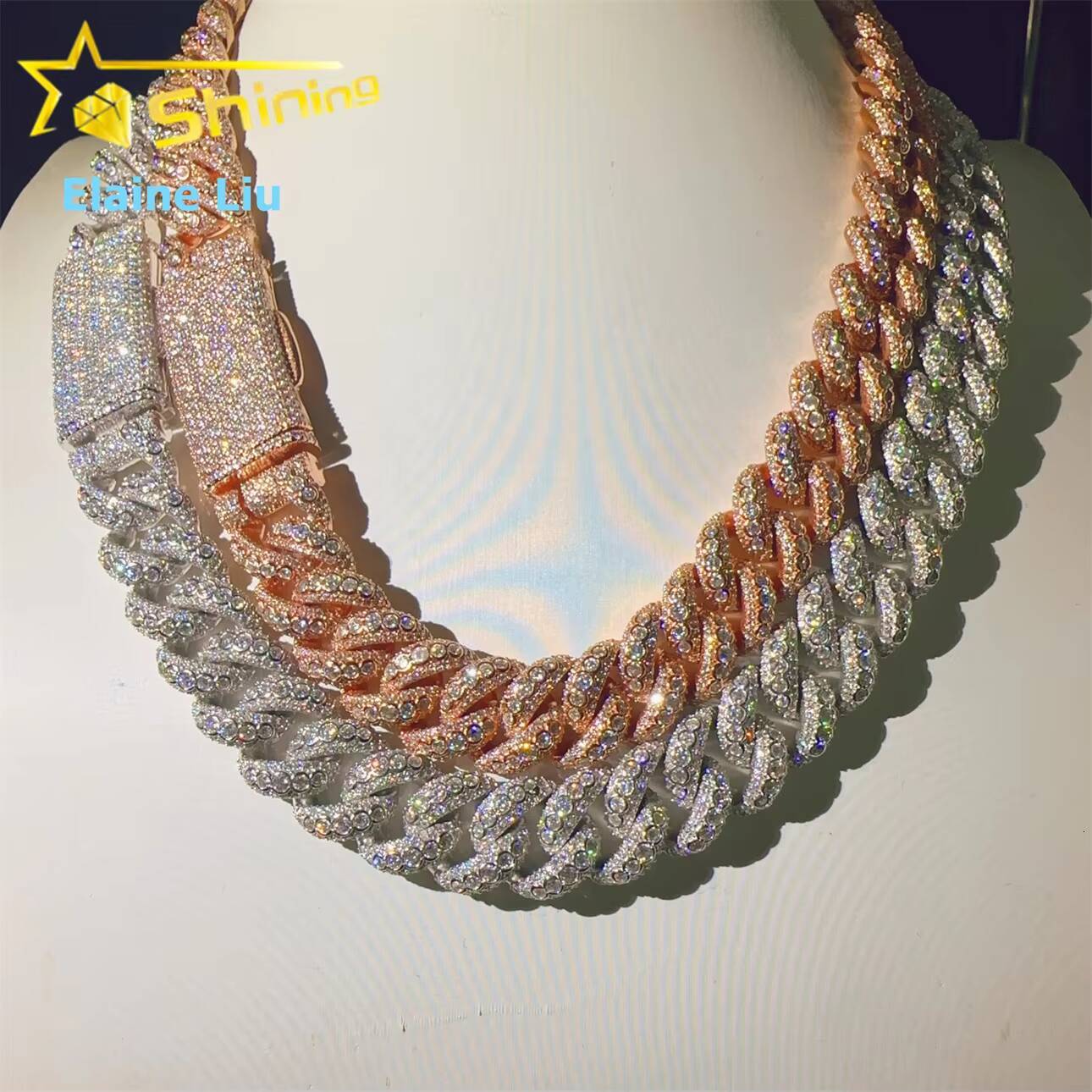 Pass Diamond Tester Hip Hop Jewelry 15mm Sterling Silver 925 Moissanite Cuban Miami VVS Moissanite Cuban Link Chain Necklace