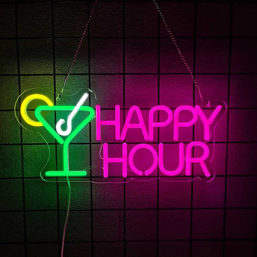 Cocktail Led Neon Lights Wine Glass Icon Usb Powered Used For Restaurants Clubs Bars Holiday Parties Man Cave Art Decor H251201