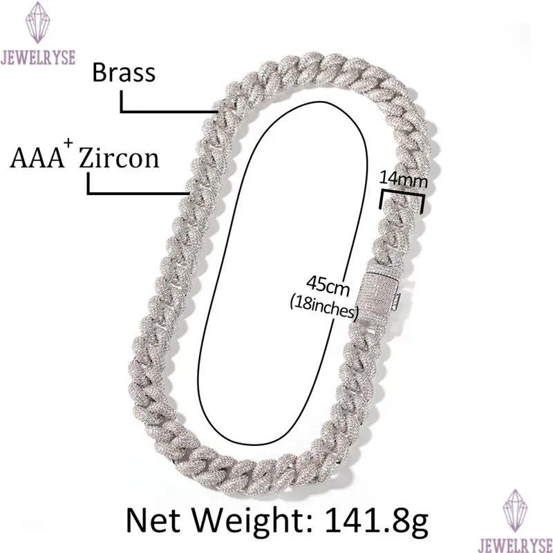 rap hip hop jewelry 14mm 3D cuban link chain gold necklace designer silver mens necklace bracelet woman Copper AAA Zirconia Diamond Iced Out Chains Ch
