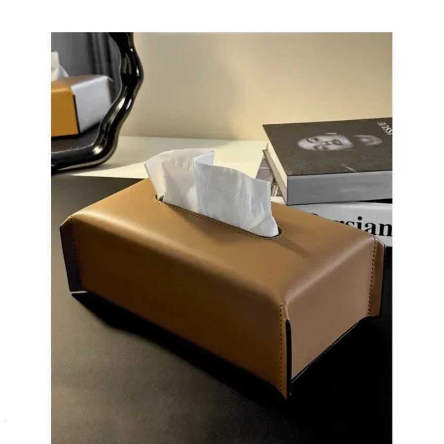 Leather Tissue Box Napkin Case Luxury Paper Cover Car Living Tissue Paper Holder Desktop He Tabletop Decoration H251201
