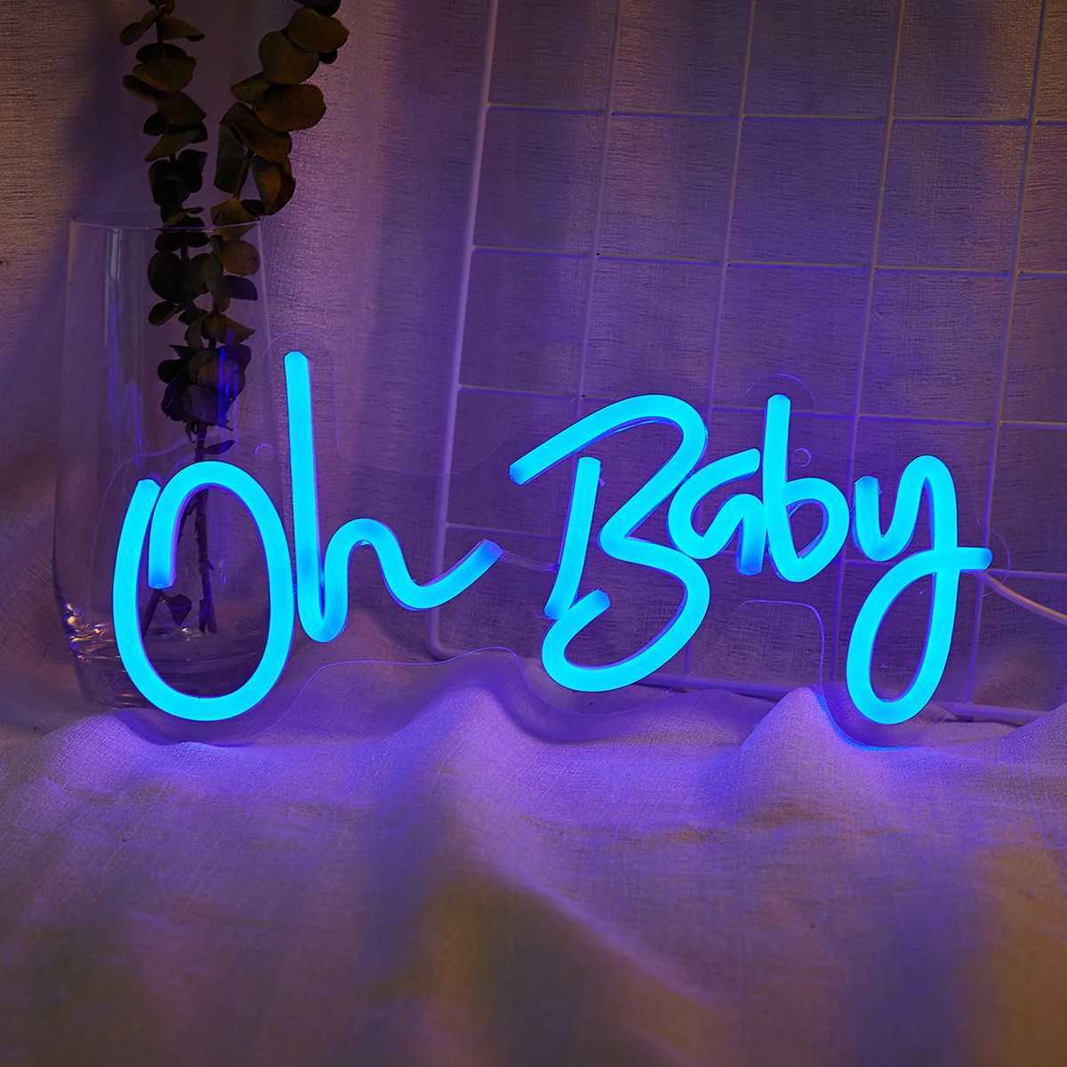 Chi-buy LED Neon Oh baby USB Powered Neon Signs Night Light 3D Wall Art Bedroom Living Room Decor Lamp Sign Christmas Gift H251201