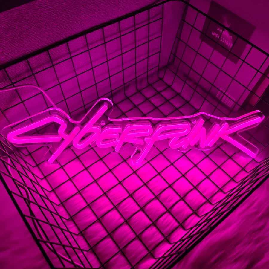 Cyberpunk Neon Sign Pink Letter Sign Used For Wall Decor Unique Gift For Computer Enthusiasts E-Sports Room Man Cave Decor H251201