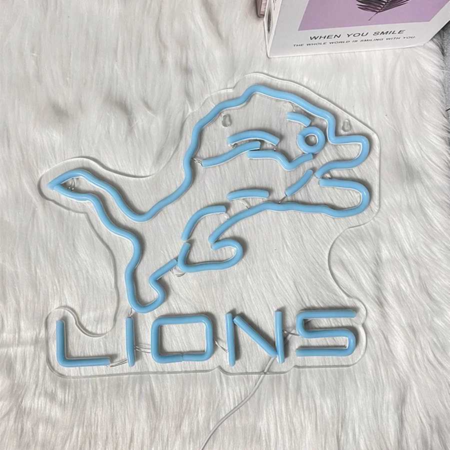 Lions Neon Lights Football Led Night Lights Lions Lights Used As Gifts For MenS Caves Clubs And Football Fans H251201