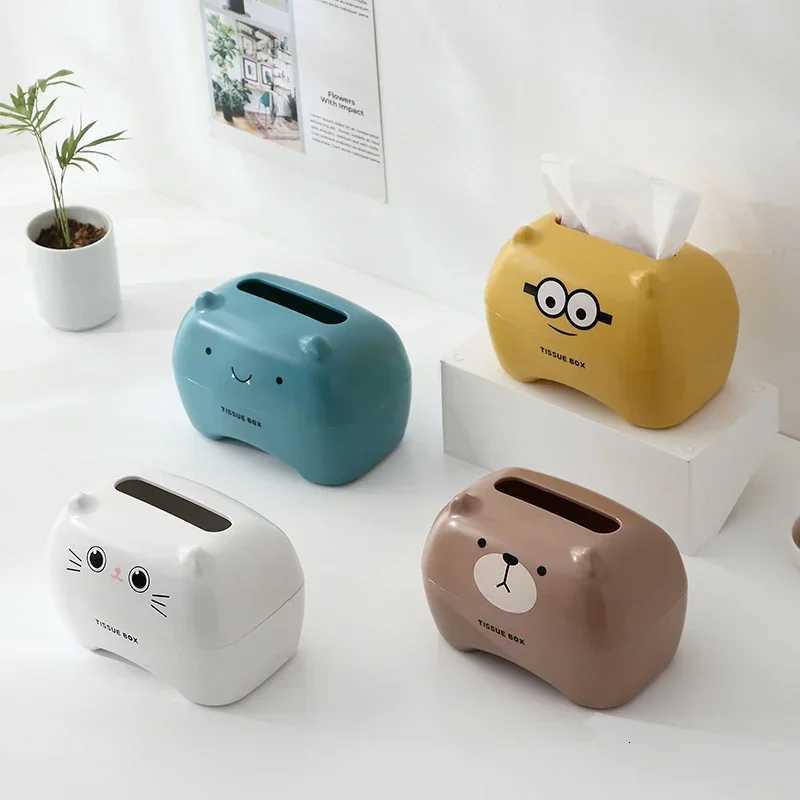 4 Color Cute Cartoon Tissue Boxs Nordic Roll Paper Storage Box Thicke Plastic Tissue Box Container Towel Napkin Tissue Holder H251201