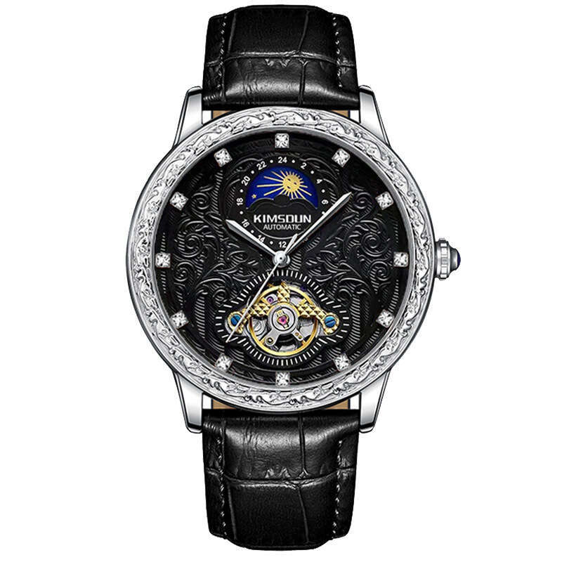 Men's Automatic Mechanical Watch with Self-Winding Movement & Exhibition Back Prestigious High-End Business Timepiece